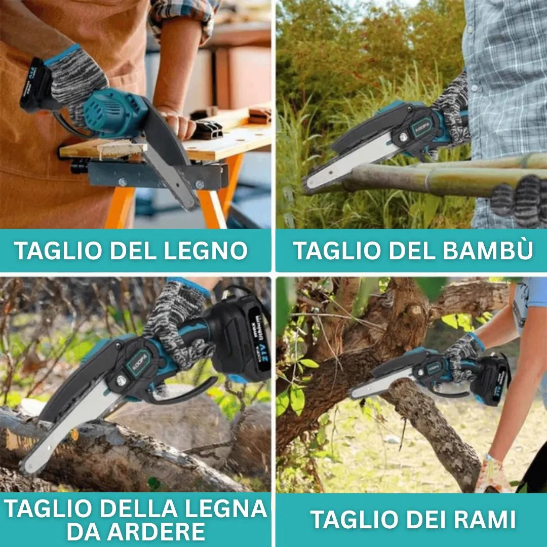 Mini Motosega Elettrica Portatile da 48V | + 1 Batteria + Custodia Per il Trasporto GRATUITA | Noare