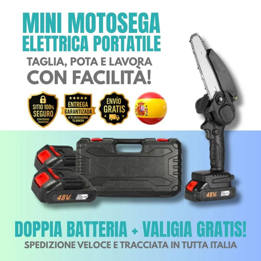 Mini Motosega Elettrica Portatile da 48V | + 1 Batteria + Custodia Per il Trasporto GRATUITA | Noare