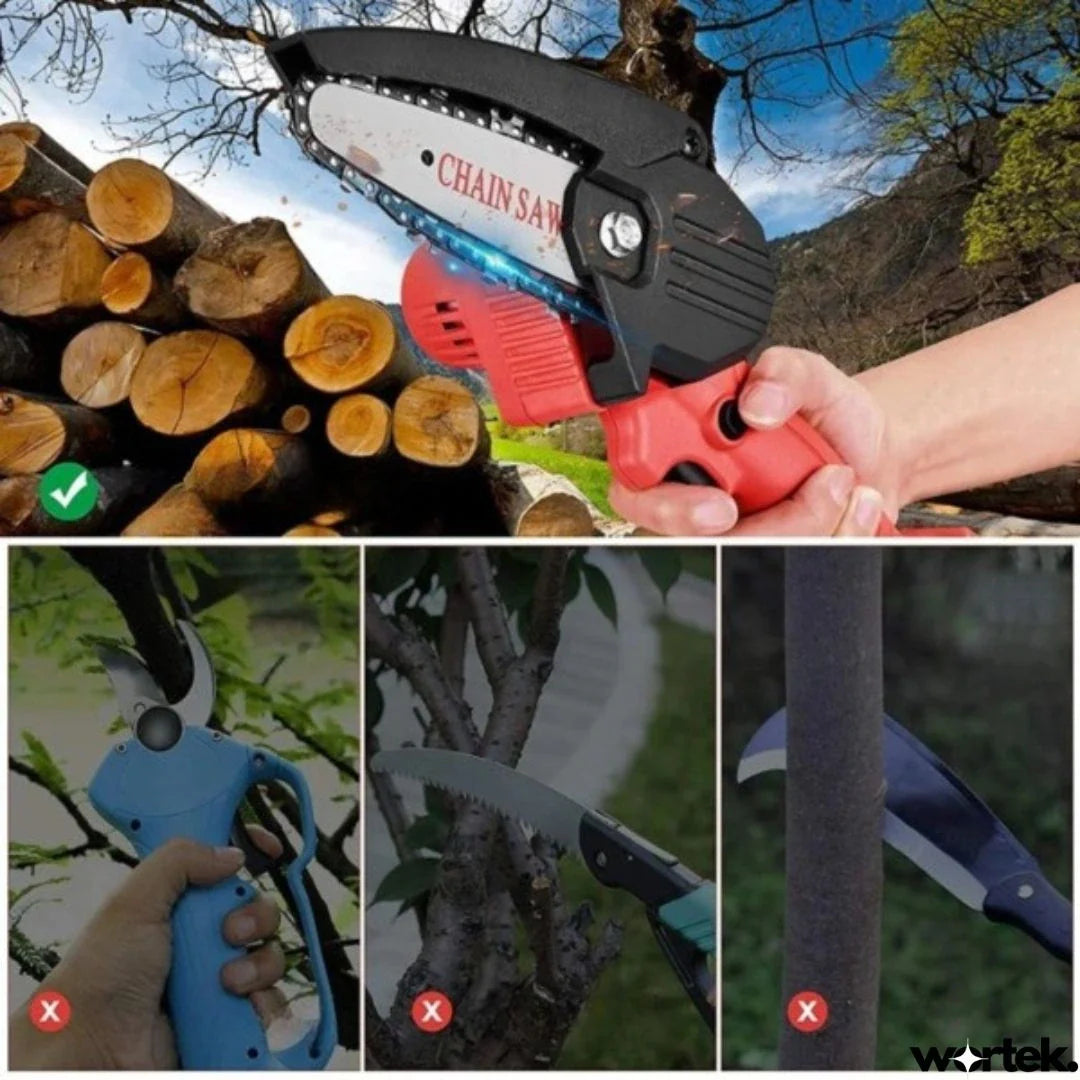 Mini Motosega Elettrica Portatile da 48V | + 1 Batteria + Custodia Per il Trasporto GRATUITA | Noare